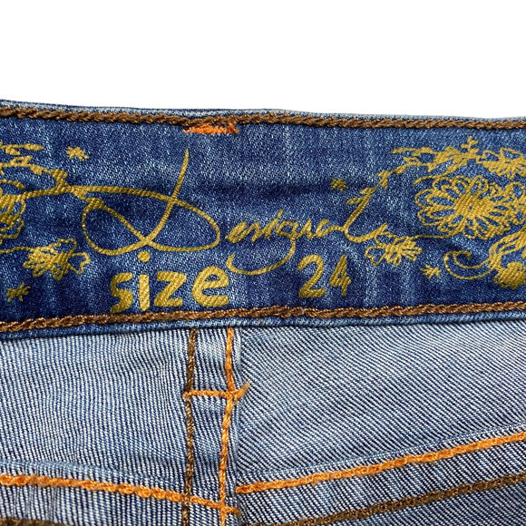 DESIGUAL Pakaian Jadi Wanita Sequin Embellished Crop Skinny Jeans Size 24 Red - Picture 6 of 10